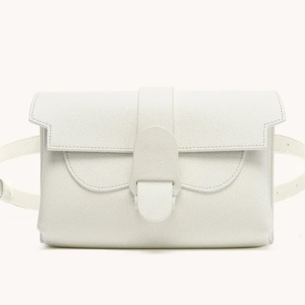 Senreve Aria Belt Bag in pebbled leather in cream color